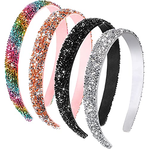 Waydress 4 Pieces Rhinestone Headband for women Glitter Sparkly Rhinestone Hairbands Bling Diamond Crystal Headwear for Women Girls Hair Accessories Birthday Wedding GiftsBright Color