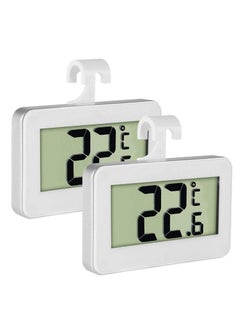 2 Pack Fridge Thermometer, Refrigerator Thermometer, Lcd Digital Fridge Freezer Thermometer Monitor with Hanging Hook and Retractable Stand (White)