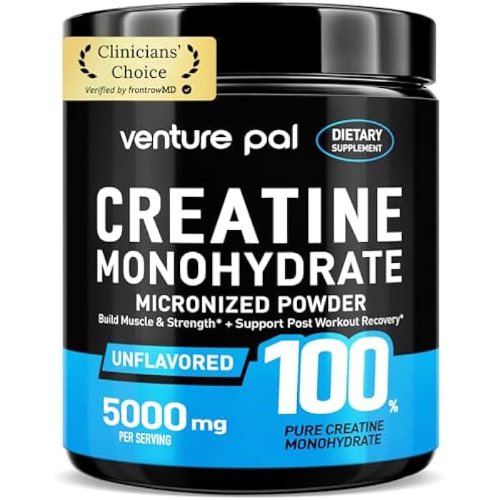 Venture Pal 100% Pure Micronized Creatine Monohydrate Powder, Unflavored Creatine for Women & Men, Vegan, Keto, Gluten Free, 5 g (5000mg) per Serving, Creatina Monohidratada en Polvo - Image 1