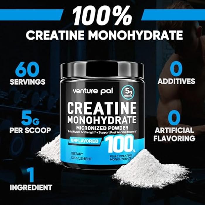 Venture Pal 100% Pure Micronized Creatine Monohydrate Powder, Unflavored Creatine for Women & Men, Vegan, Keto, Gluten Free, 5 g (5000mg) per Serving, Creatina Monohidratada en Polvo - Image 5