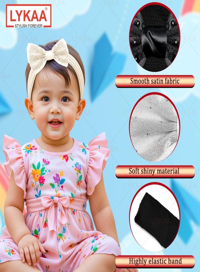 LYKAA 2Pcs Baby Hair Bands for Girls, Toddlers Cotton Bow Headbands Super Soft and Stretchy Hair Wrap for Baby Shower Gift for Newborn, Baby Girl Hair Accessories For Photo Shoots (Black/White) - Image 3