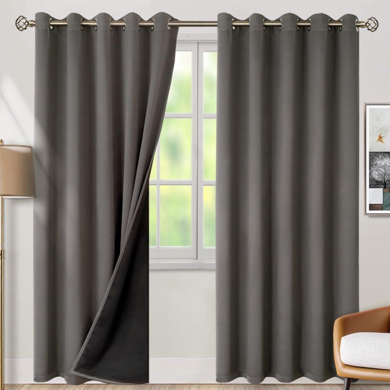 BGment الستائر الرمادية الرمادية الستائر 84 بوصة طول 2 لوحات لغرفة المعيشة معزولة حرارية 100 ٪ الستائر الحظر والستائر الستائر جروميت الصوتية لنافذة غرفة النوم كل 60 - Image 1