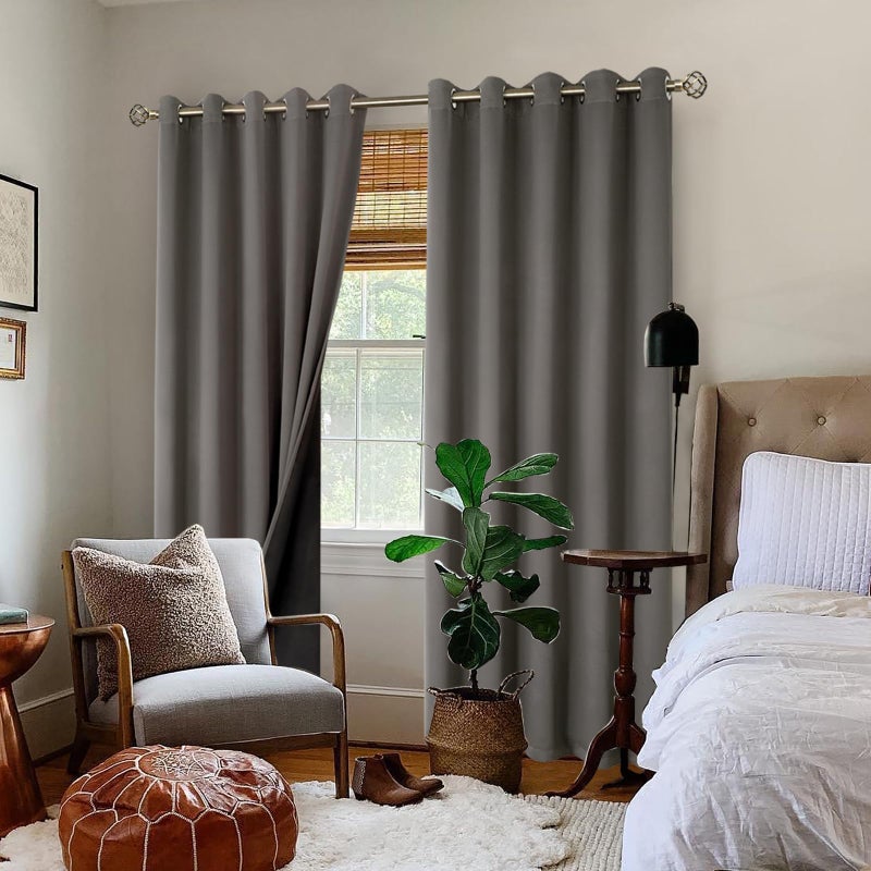 BGment الستائر الرمادية الرمادية الستائر 84 بوصة طول 2 لوحات لغرفة المعيشة معزولة حرارية 100 ٪ الستائر الحظر والستائر الستائر جروميت الصوتية لنافذة غرفة النوم كل 60 - Image 2