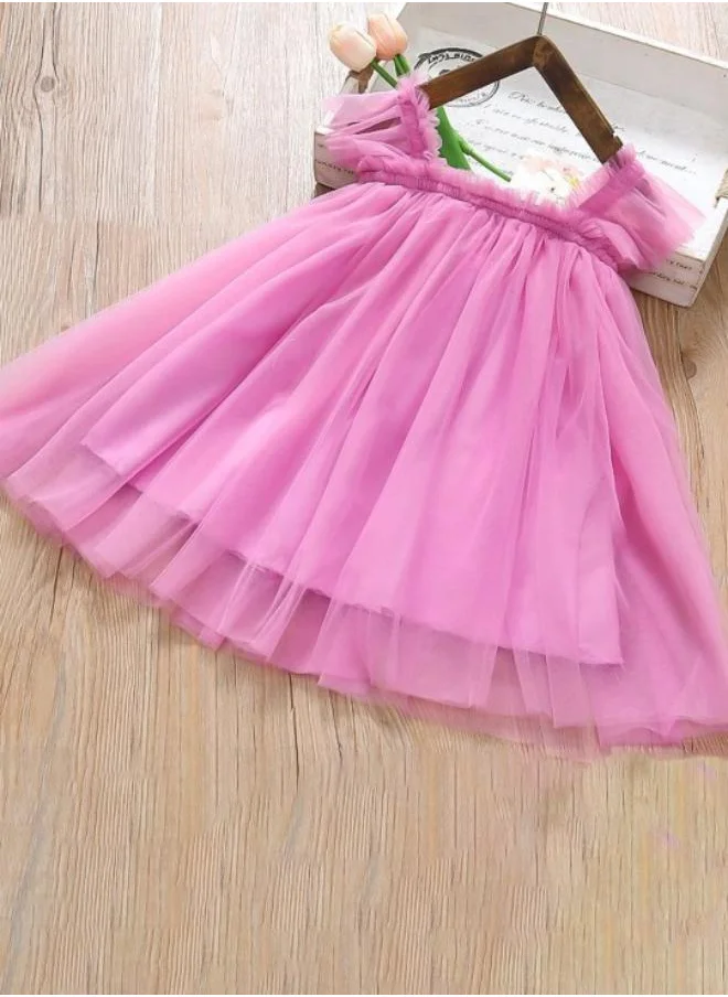 YUNIQEE Fuchsia Fit & Flare Square Neck Plain Dress