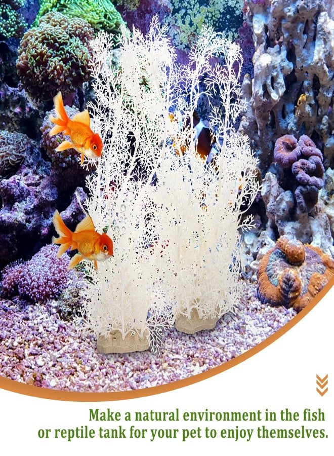 دويتول نباتات اصطناعية لحوض السمك من دويتول - قطعتان من زينة أحواض السمك البلاستيكية البيضاء - نباتات بلاستيكية لتزيين أحواض السمك - ارتفاع 15.33 بوصة (أبيض) - Image 4