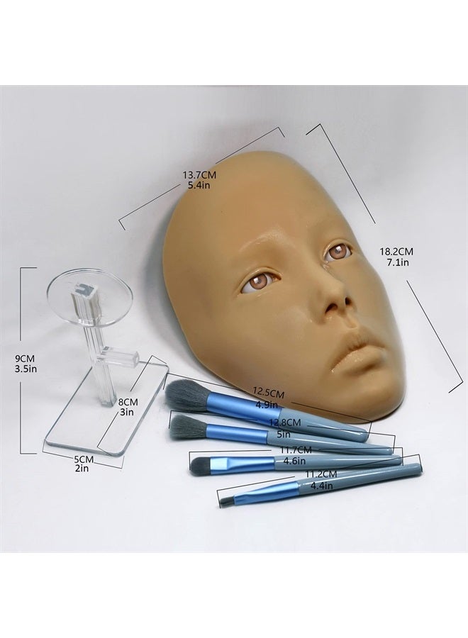 getpuchra 3D Makeup Practice Face Board,Silicone Makeup Mannequin Face, Reusable Beginners to practice eyesmakeup Face Eyes Silicone False Cosmetologist,Makeup Artist Full Face Practice Eyelash Eyeshadow Eyelin - Image 2