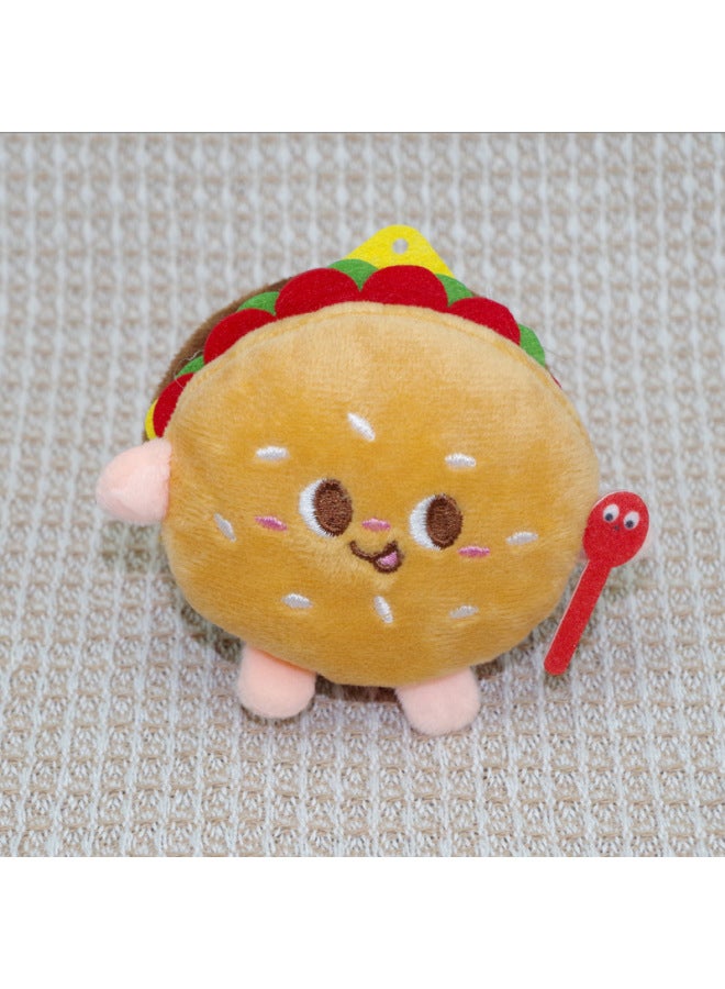 Cartoon Fries Doll Simulation Hamburger Couple Plush Keychain Hot Dog Chicken Leg Small Doll Stall Student Hanging Decoration-Color:Chicken Legs And Bead Chain - Image 3