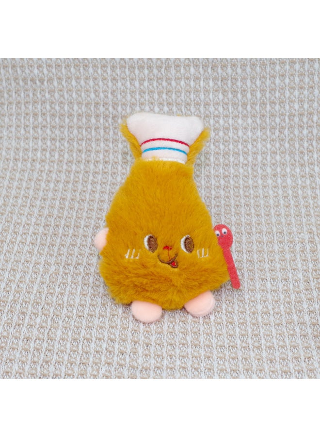 Cartoon Fries Doll Simulation Hamburger Couple Plush Keychain Hot Dog Chicken Leg Small Doll Stall Student Hanging Decoration-Color:Chicken Legs And Bead Chain - Image 5