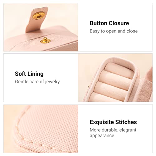 CASEGRACE Small Jewelry Ring Box Mini Travel Jewelry Case Portable Ring Storage Case for Rings Earrings, Gifts for Women, Pink - Image 3