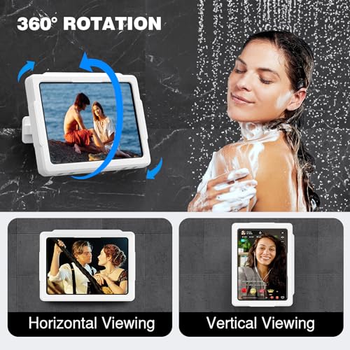 MoKo Shower Tablet Holder, Stretchable Waterproof iPad Holder Fit All Devices Up to 11", 360° Rotation Tablet Wall Mount Holder with Anti-Fog Touchable Screen, 2 Placement Modes, for Bathroom Kitchen - Image 3