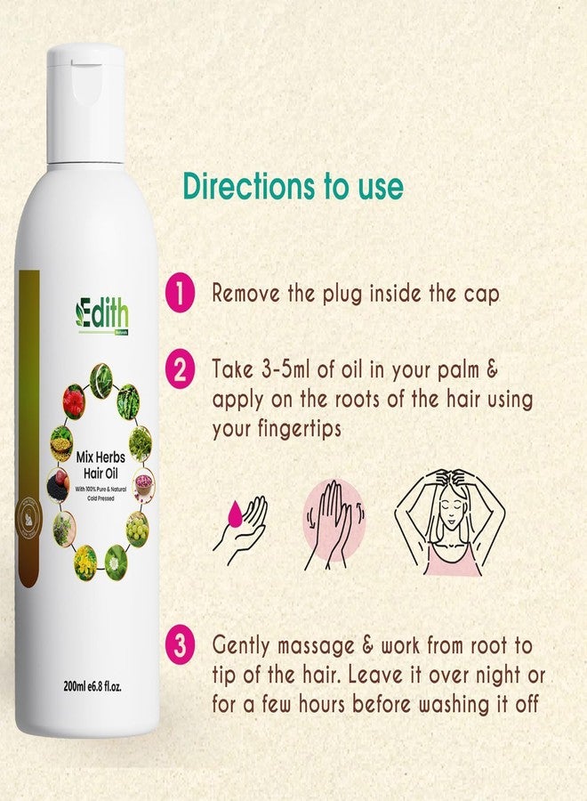 EDITH زيت إديث ناتشورالز العشبي للشعر - حل شامل لمشاكل الشعر لدى الرجال والنساء | تركيبة طبيعية 100% - 200 مل - Image 5