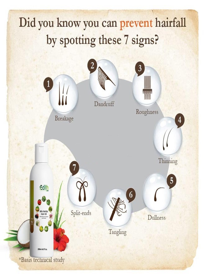 EDITH زيت إديث ناتشورالز العشبي للشعر - حل شامل لمشاكل الشعر لدى الرجال والنساء | تركيبة طبيعية 100% - 200 مل - Image 2