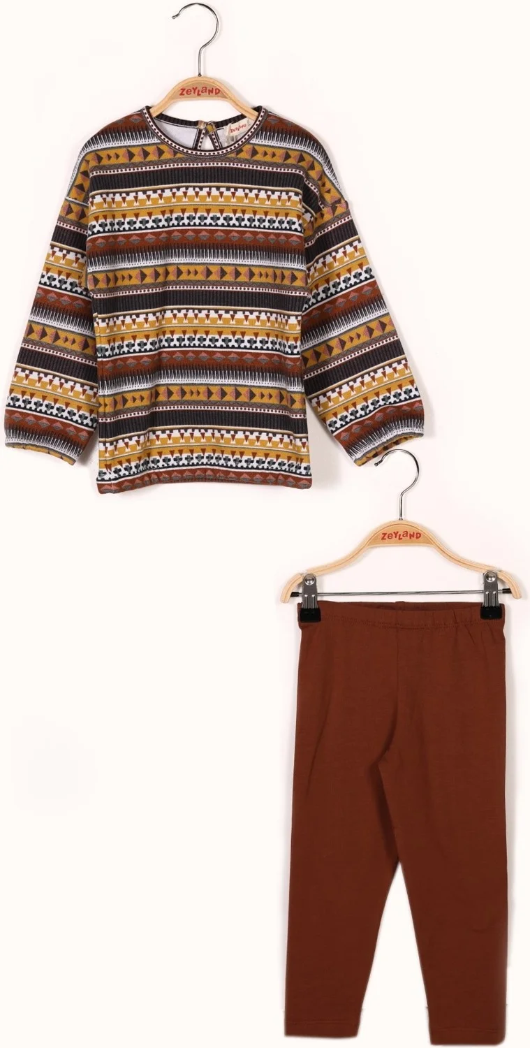 Zeyland Girl Ethnic Patterned Sweatshirt and Leggings Set (2-7 years old)