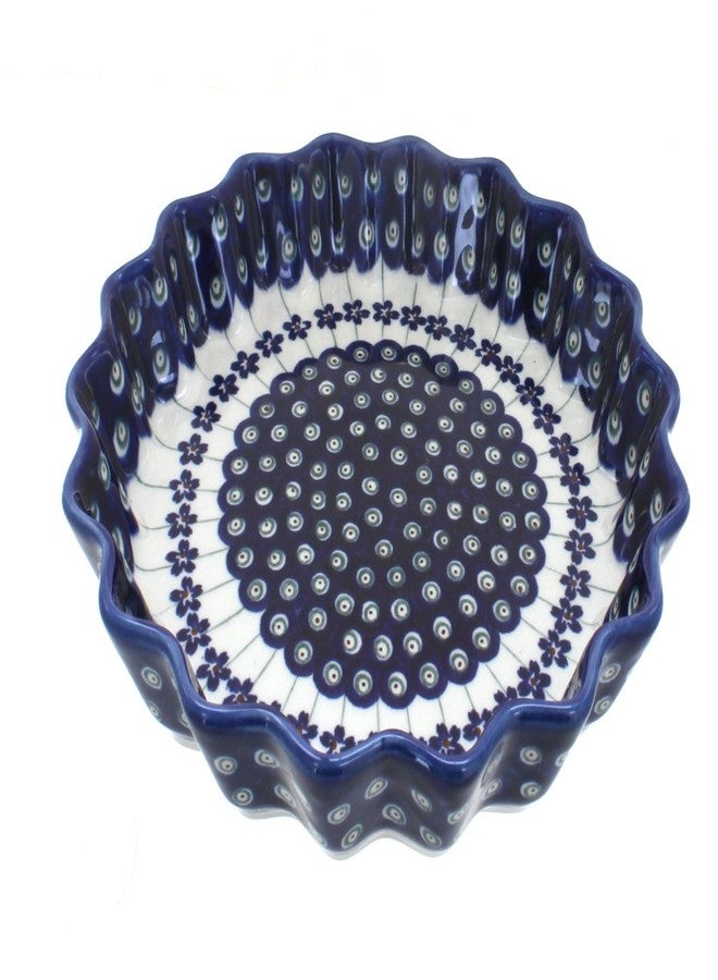 Blue Rose Pottery Blue Rose Polish Pottery Flowering Peacock Quiche Dish - Image 1