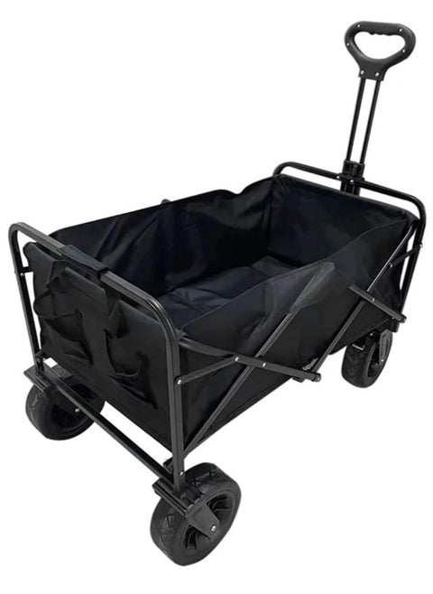 Heavy Duty Utility Collapsible Folding Wagon cart with All-Terrain Beach Big Wheels, 330lbs Outdoor Wagon with Cargo Net & Straps, Portable Large Capacity Beach Wagon for Sports, Shopping, Camping, Ga