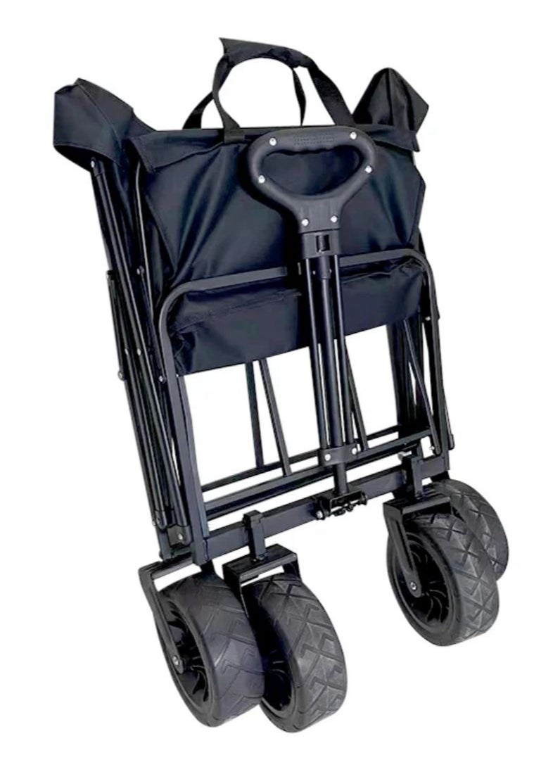Heavy Duty Utility Collapsible Folding Wagon cart with All-Terrain Beach Big Wheels, 330lbs Outdoor Wagon with Cargo Net & Straps, Portable Large Capacity Beach Wagon for Sports, Shopping, Camping, Ga