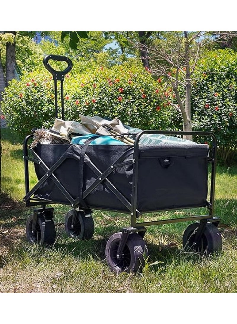 Heavy Duty Utility Collapsible Folding Wagon cart with All-Terrain Beach Big Wheels, 330lbs Outdoor Wagon with Cargo Net & Straps, Portable Large Capacity Beach Wagon for Sports, Shopping, Camping, Ga