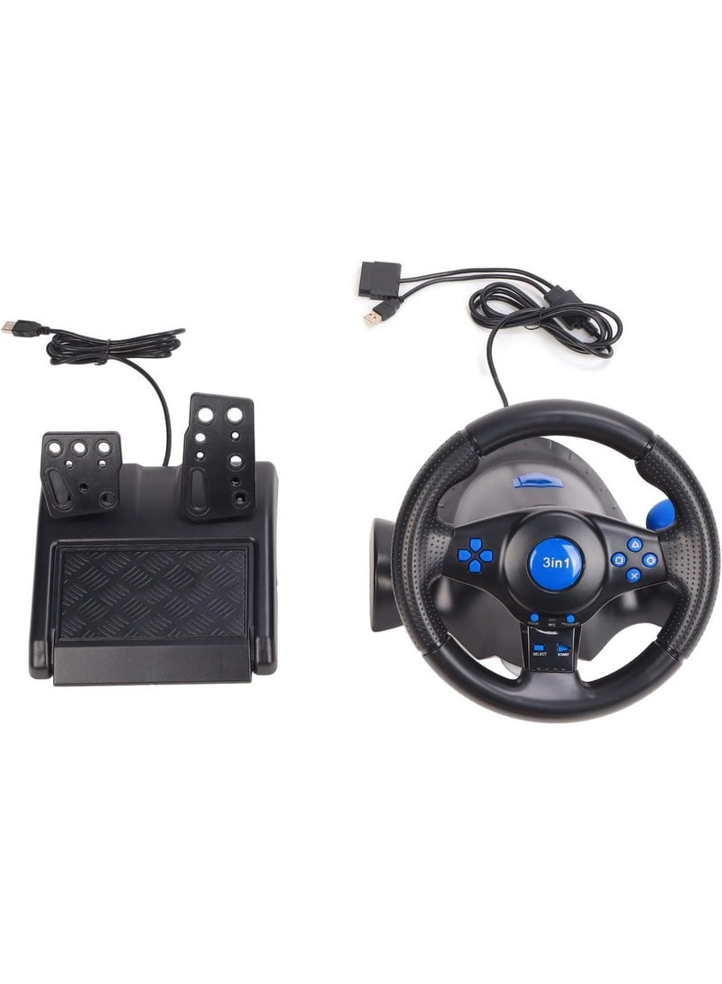 Racing Steering Wheel And Pedals, 7 In 1 180 Degrees Rotation PC Racing Wheel,Programable Dual Vibration USB Powered Racing Simulator Wheel, Enhances Your Racing Experience Compatible with Xbox one/360/PS4/PS2/PS3/PC - Image 5