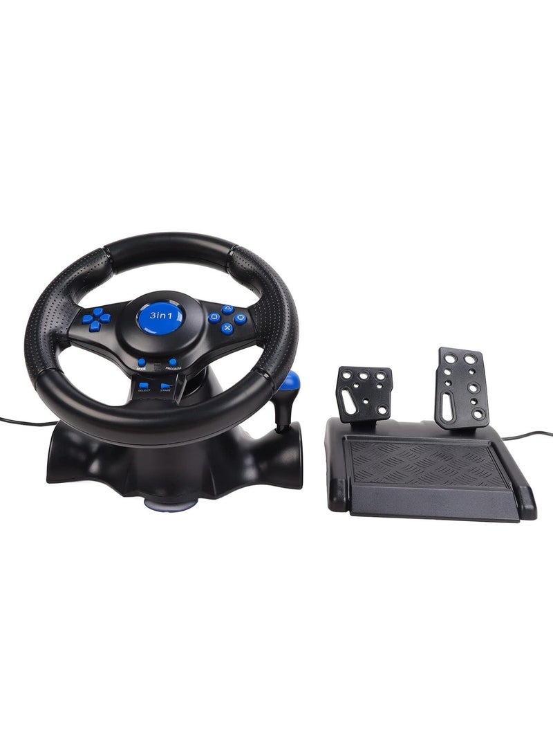 Racing Steering Wheel And Pedals, 7 In 1 180 Degrees Rotation PC Racing Wheel,Programable Dual Vibration USB Powered Racing Simulator Wheel, Enhances Your Racing Experience Compatible with Xbox one/360/PS4/PS2/PS3/PC - Image 1