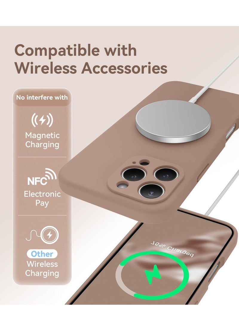 Raxoom Compatible with iPhone 16 Pro Max Case, Silicone Upgraded [Camera Protection], [Compatible with MagSafe], Anti-Scratch Microfiber Lining Inside with 2 Screen Protectors – Light Brown - Image 3