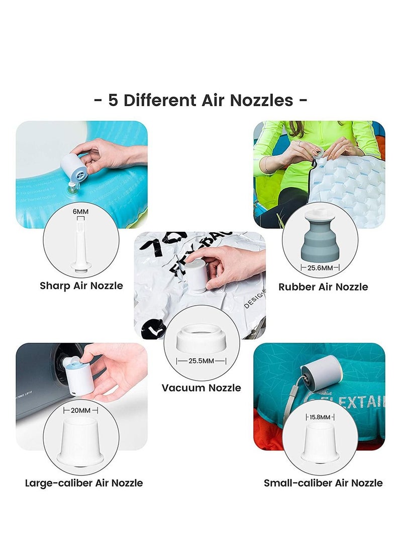 Generic - Electric Air Pump, Electric Air Pump for Inflatable, Quick-Fill Portable Mini Air Pump with 5 Nozzles, Inflator Deflator USB Rechargeable Small Pump for Air Mattress, Camping Bed and Pool Toys - Image 1