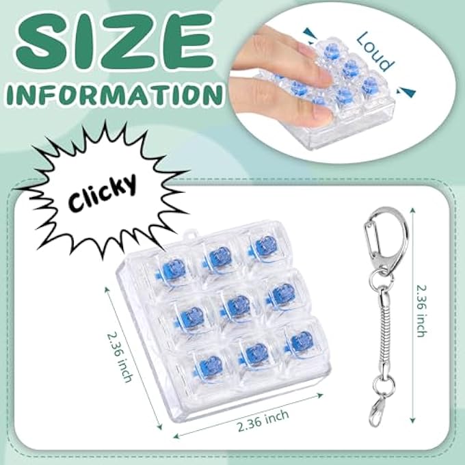 Axlksia Keyboard Fidget Toy, Fidget Clicker Keyboard Fidget Keychain, Button Fidget Gifts for Adults to Relieve Stress and Pass Time (Clear) - Image 2