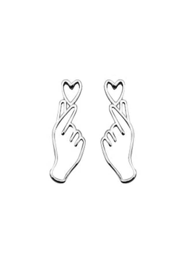 SLUYNZ 925 Sterling Silver Heart Studs Earrings for Women Teen Girls Unique Sweet Love Heart Post Studs Earrings (A-Silver) - Image 1