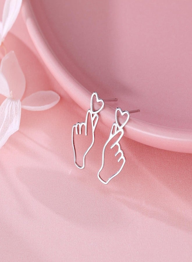 SLUYNZ 925 Sterling Silver Heart Studs Earrings for Women Teen Girls Unique Sweet Love Heart Post Studs Earrings (A-Silver) - Image 4