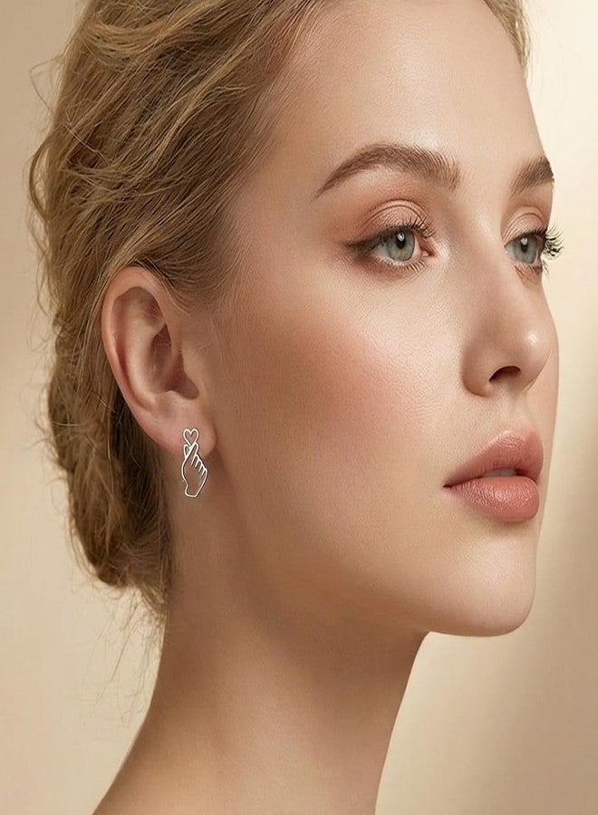 SLUYNZ 925 Sterling Silver Heart Studs Earrings for Women Teen Girls Unique Sweet Love Heart Post Studs Earrings (A-Silver) - Image 2