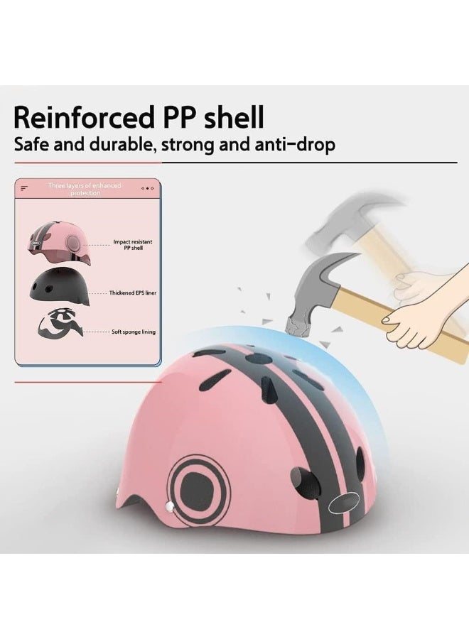 TRASSLE 7 in 1 Bike Helmet for Kids and Pads Set, Adjustable Bike Helmet Knee Pads Elbow Pads Wrist Guards for Boys Girls, Dial Fit Adjustment Ventilation Helmet for Bicycle Skate Scooter Longboard - Image 2