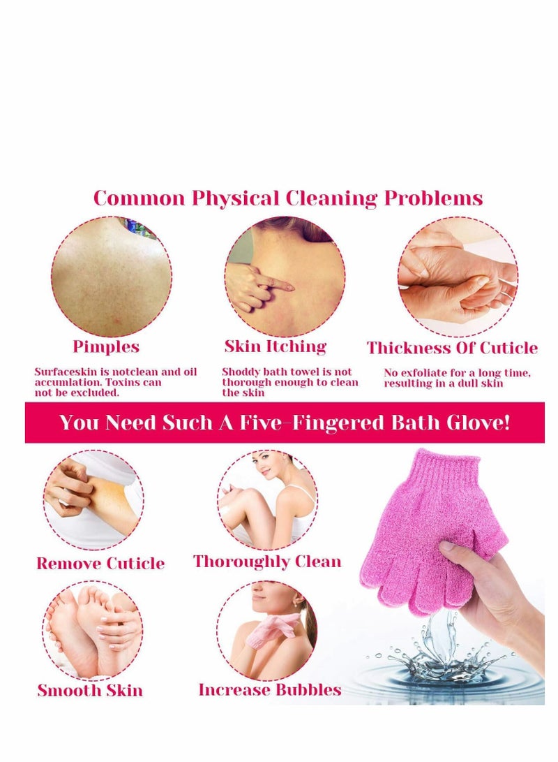 5 Pairs Exfoliating Gloves Premium Scrub Wash Mitt for Shower Spa Massage and Body Scrubs Exfoliation Accessories For Men Women - Image 3