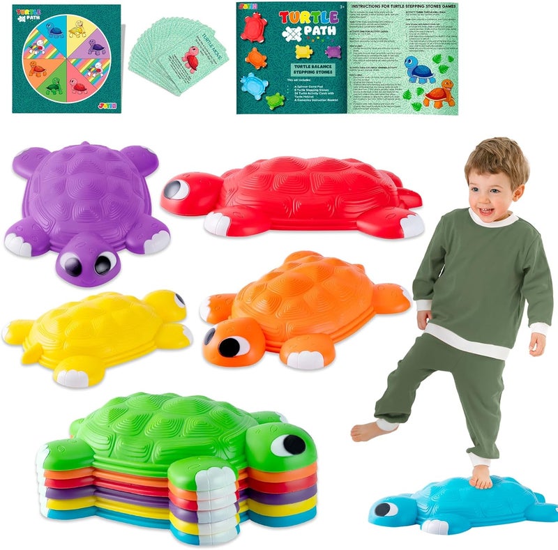 JOYIN Turtle Balance Stepping Stones, 6 Pcs Kids Turtle Jumping Stones Steps Up to 265 Ibs, Toddler Obstacle Course Coordination Game Toys for Ages 3 Years and UP Indoor or Outdoor Play - Image 1