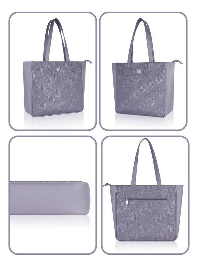 Texas حقيبة توت كبيرة مصممة من تكساس ميراچ | حقيبة كتف أنيقة وعملية مصنوعة يدويًا للأمهات واستخدام المكتب | جلد نباتي فاخر (رمادي ميراچ) - Image 5