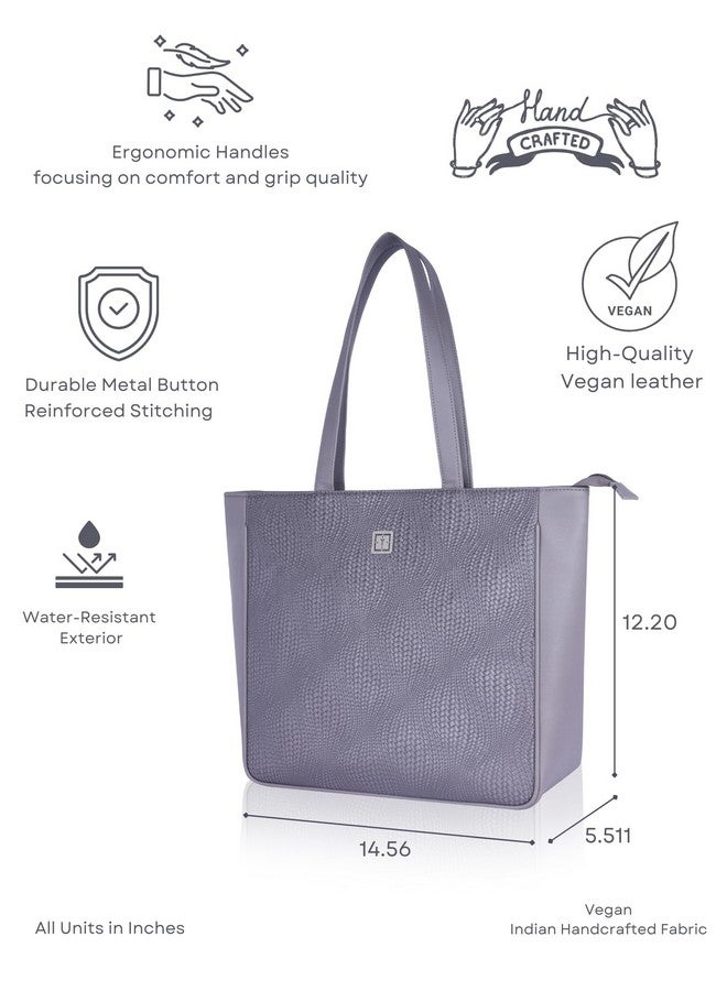 Texas حقيبة توت كبيرة مصممة من تكساس ميراچ | حقيبة كتف أنيقة وعملية مصنوعة يدويًا للأمهات واستخدام المكتب | جلد نباتي فاخر (رمادي ميراچ) - Image 3