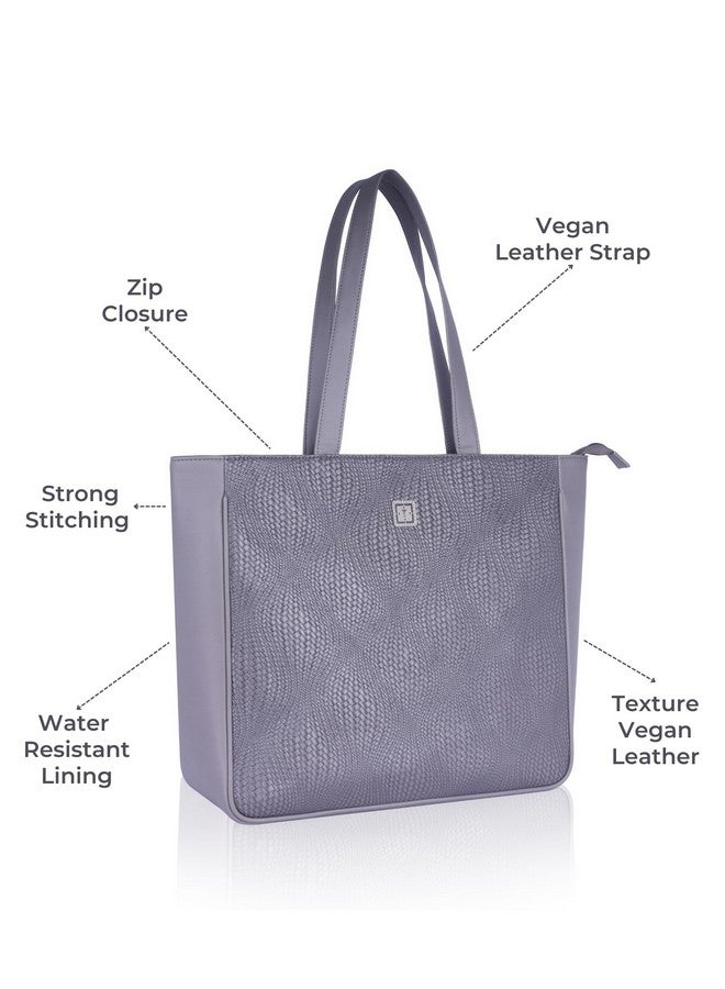 Texas حقيبة توت كبيرة مصممة من تكساس ميراچ | حقيبة كتف أنيقة وعملية مصنوعة يدويًا للأمهات واستخدام المكتب | جلد نباتي فاخر (رمادي ميراچ) - Image 4