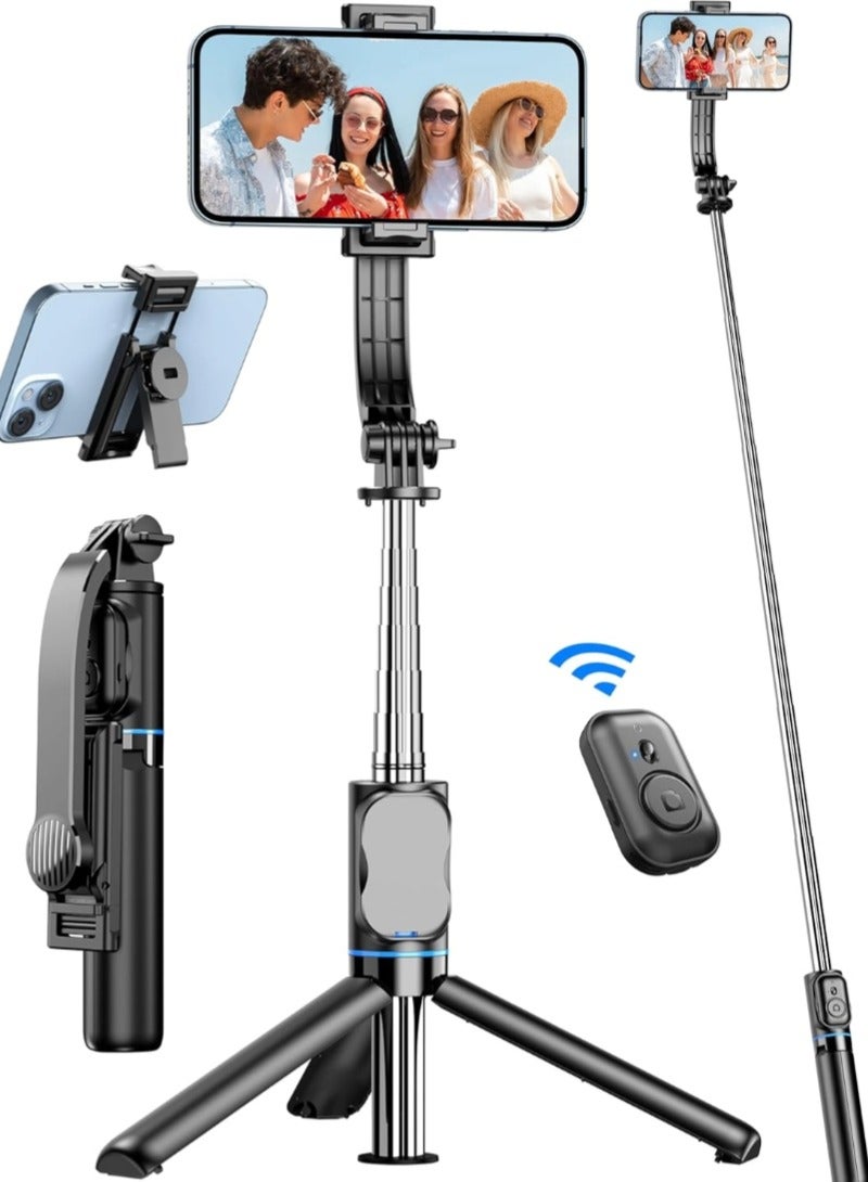42 Extendable Phone Selfie Tripod with Fill Light, includes Phone Holder and Detachable Remote, 360° Rotatable Design, All-in-One Expandable Tripod Stand for Mobile Phones, Ideal for Travel Selfies,