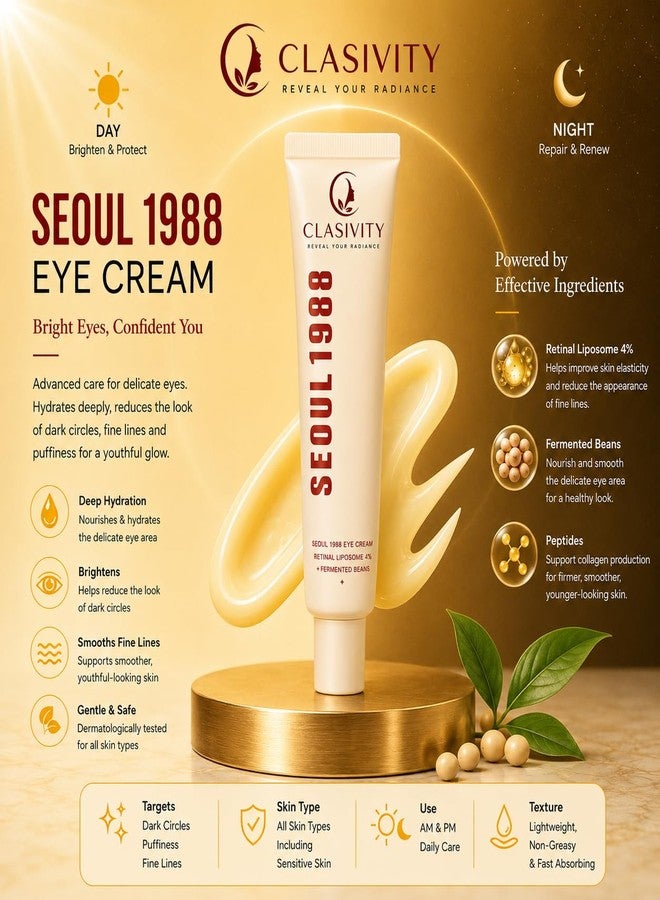 CLASIVITY SEOUL 1988 Retinal Korean Eye Cream for Dark Circles & Fine Lines | 4% Retinal Liposome with Fermented Bean Extract | Hydrating Under Eye Cream for Women & Men - Image 5