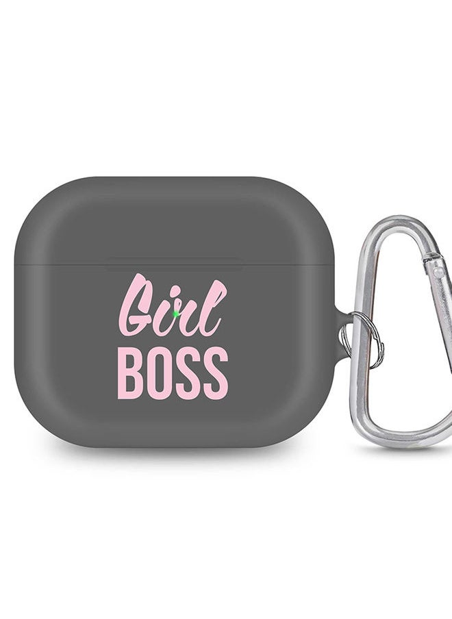 Stylizedd StylePods Case for Airpods 3rd Gen Case With Anti-Lost Keychain - Girl Boss (Grey)  - Image 1