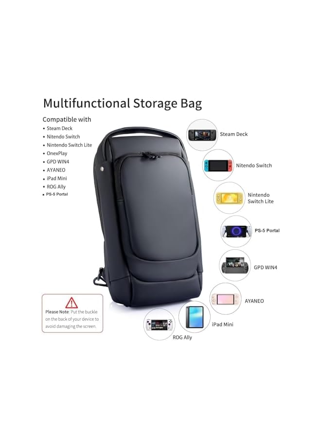 erorex EROREX Carrying Case for  Portal Travel Bag Crossbody Bag for Steam Deck Nintendo Switch ,Waterproof and Shockproof for Protector Travel Case for  Portal (BLACK) - Image 2