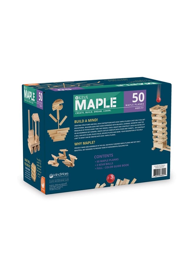 Mindware Keva Maple 50 Planks - Free-Form 3D Building For Kids - Create Your Own Architecture Designs Wood Blocks - Image 2