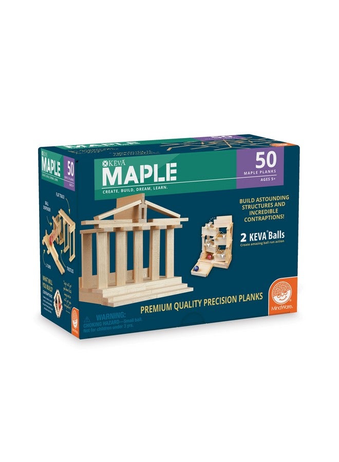 Mindware Keva Maple 50 Planks - Free-Form 3D Building For Kids - Create Your Own Architecture Designs Wood Blocks - Image 1