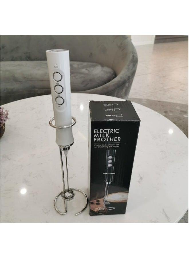 Blender Handheld Electric Small Household Egg Beater USB Charging Milk Baking Foam Machine-Color:EW-072 Double Headband 304 Bracket-Elegant White - Image 1