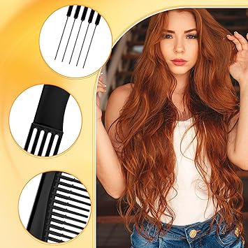 XIHIRCD 2pcs DoubleHead Parting Teasing Comb Black Metal Teasing Combs for Women Fine Tooth Comb Hair Forking Comb Prong Pick Combs Parting Comb Styling Comb with Metal Pick for Women - Image 4