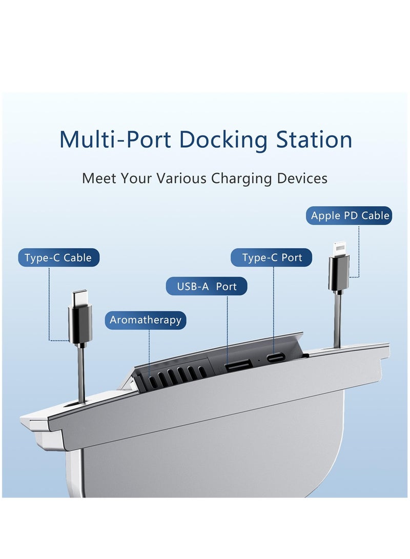 Luckam for Tesla USB Hub Docking Station with Retractable Charging Cables, Applicable to Tesla model3/y Central Control Aromatherapy Expansion Dock, for Tesla Phone Charger - Image 2