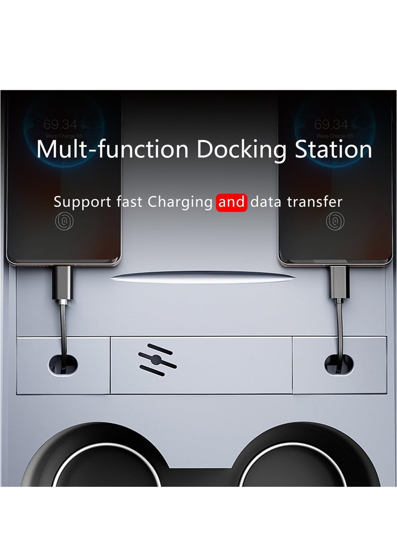 Luckam for Tesla USB Hub Docking Station with Retractable Charging Cables, Applicable to Tesla model3/y Central Control Aromatherapy Expansion Dock, for Tesla Phone Charger - Image 5