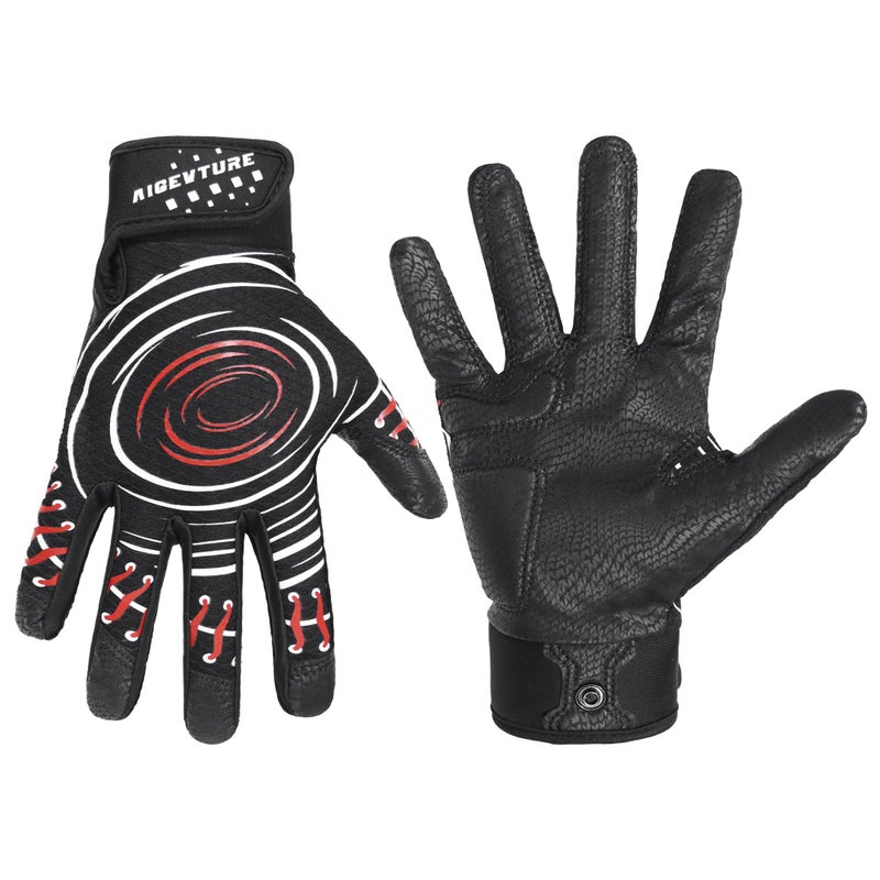 AIGEVTURE Baseball Bating Gloves Adult Youth Baseball Softball Batting Gloves Men Women Black Large - Image 2