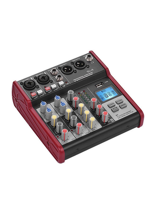 Generic - SL-4 Compact Size 4-Channel Mixing Console Mixer 2-band EQ Built-in 48V Phantom Power Supports BT Connection USB MP3 Player for Recording DJ Network Live Broadcast Karaoke - Image 1