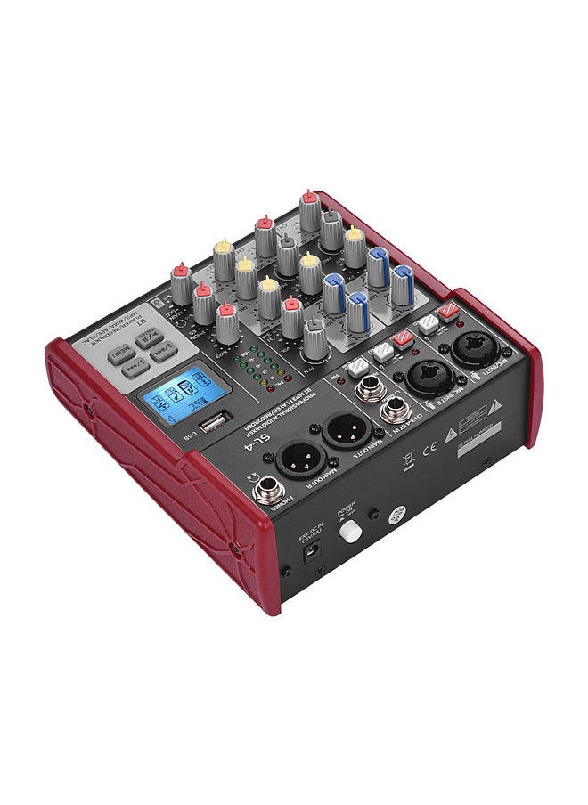 Generic - SL-4 Compact Size 4-Channel Mixing Console Mixer 2-band EQ Built-in 48V Phantom Power Supports BT Connection USB MP3 Player for Recording DJ Network Live Broadcast Karaoke - Image 1