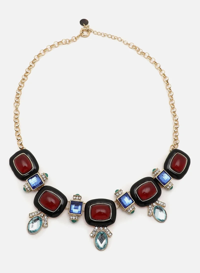 سوهي قلادة من الحجر المصمم مطلية بالفضة