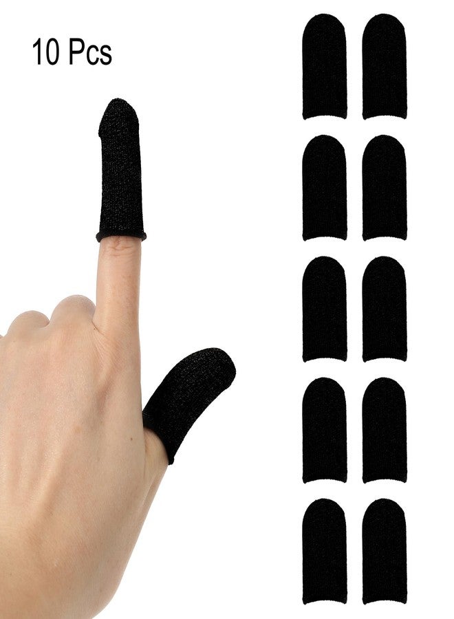 MECCANIXITY Finger Sleeves for Gaming, Touch Screen Finger Thumb Cover Sleeve, Carbon Fiber Anti-Sweat Breathable Black for Mobile Gaming Pack of 10 - Image 3